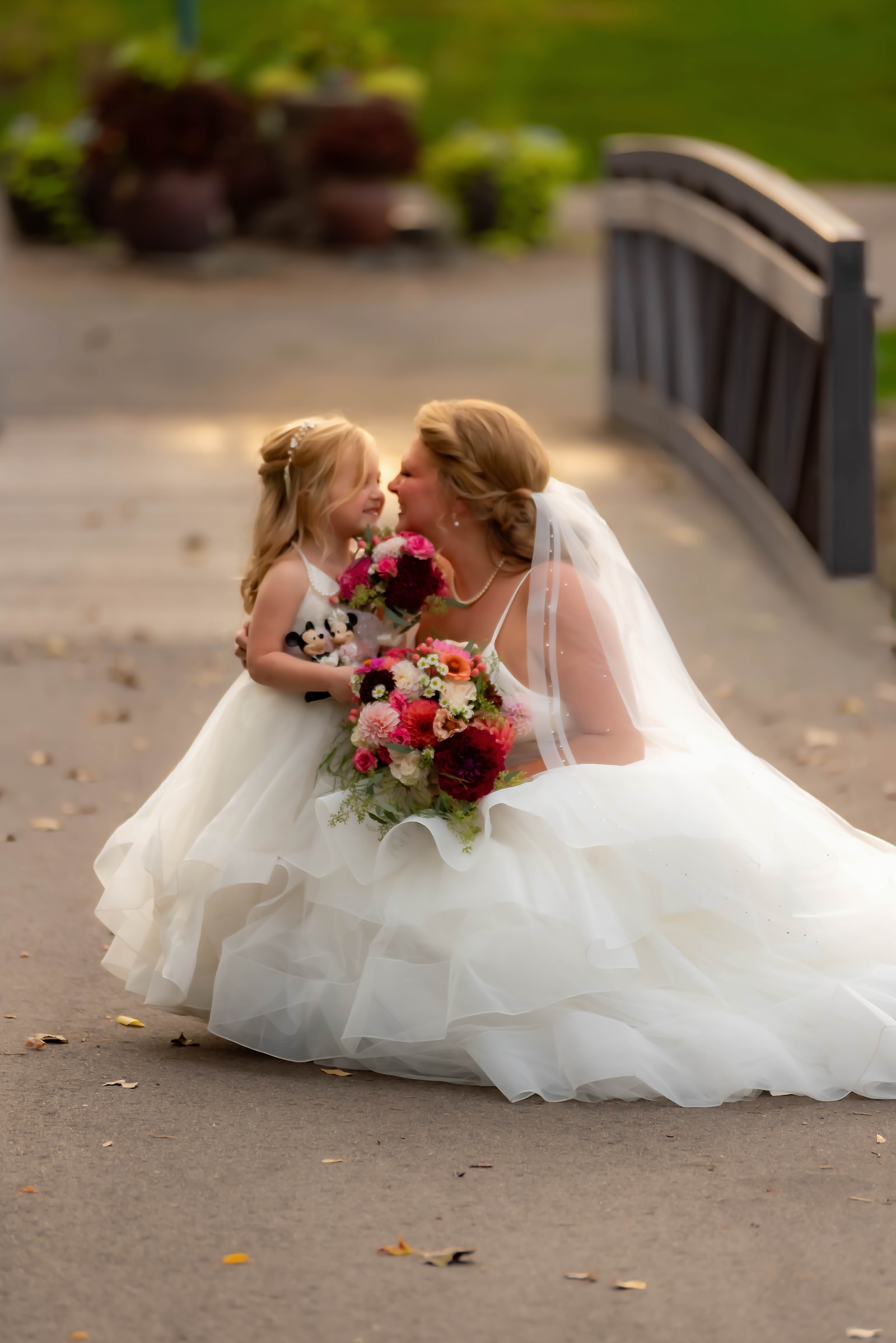 new bride with her daughter